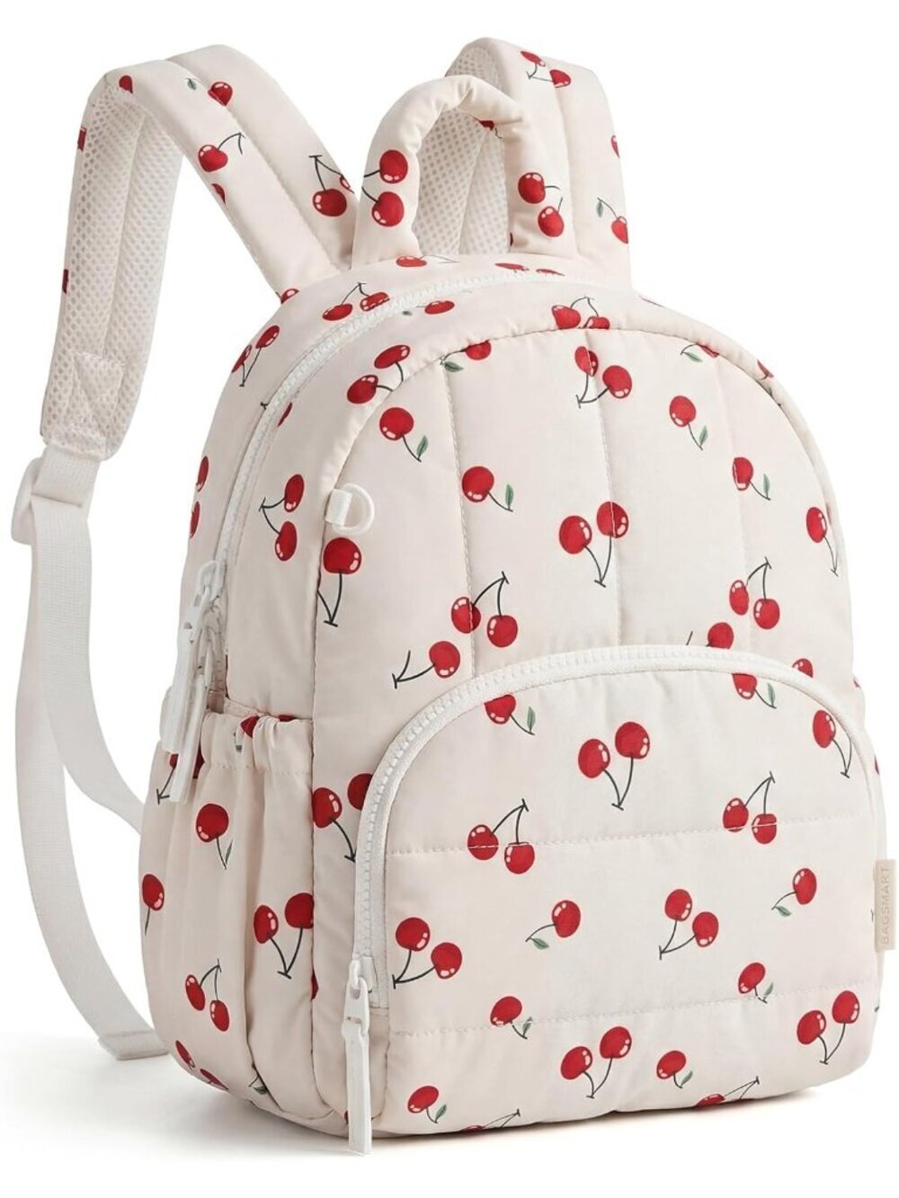 Women's Cherry Lightweight Quilted Casual Travel Mini Backpack Bookbag